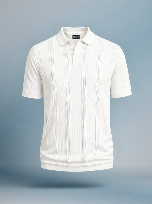 Bohemian Crochet White Half Sleeve T-Shirt