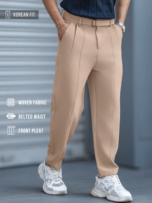 Korean Cream Belted Trouser