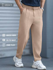 Korean Cream Belted Trouser