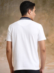 Twintone White Half Sleeve Polo T-Shirt