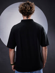 Seersucker Black Polo Half Sleeve T-Shirt