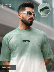 Ombre Effect HalfWhite Half Sleeve T-Shirt