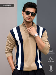 Empire Stripe Beige Full Sleeve T-Shirt