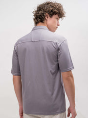 Linen look Lilac Color Half Sleeve Shirt