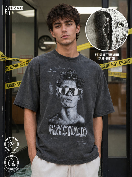 AcidWash Dark Grey Half Sleeve T-Shirt