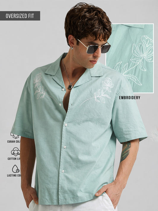 Embroidery Green Shirt