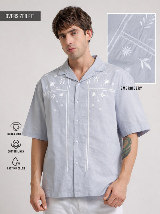 Embroidery Blue Shirt