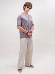 Linen look Lilac Color Half Sleeve Shirt