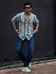 Striped Berly Green Half Sleeve Shirt