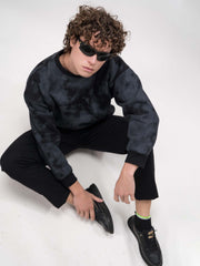 Spray Printed Black Sweatshirt