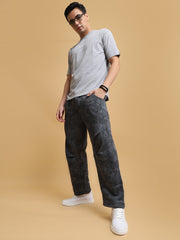 Cloud Printed Light Grey Baggy Pant