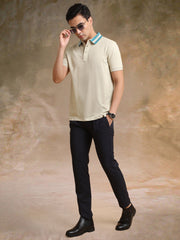 Contrast Collar Biscuit Polo Half Sleeve T-Shirt