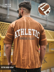 Retro Hand Spray Brown Half Sleeve T-Shirt
