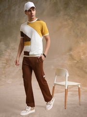 Sheernet FlatKnit Cotton Mustard Half Sleeve T-Shirt