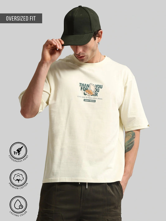 Pizza Box Cream, Green Half Sleeve T-Shirt