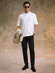 Cord Texture Half White Half Sleeve T-Shirt