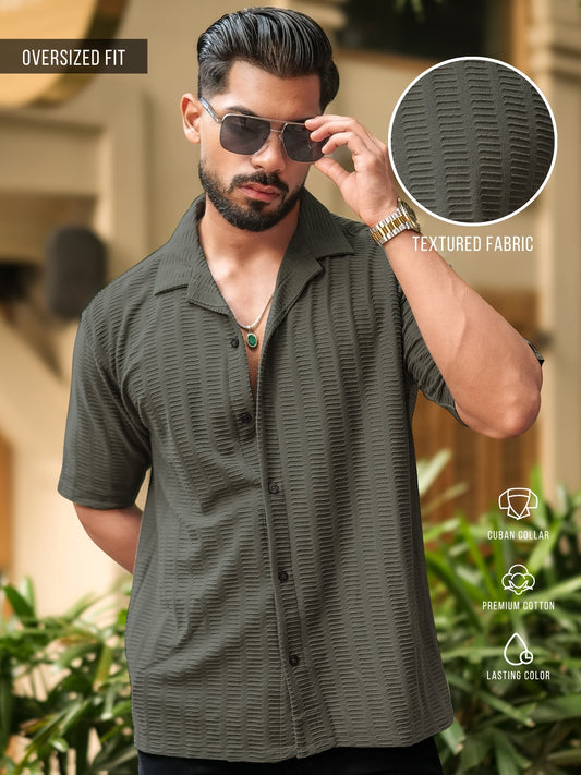 Matrix Knit Dark Grey Half Sleeve Shirt