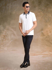 Twintone White Half Sleeve Polo T-Shirt