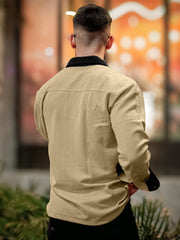 Brooklyn Knit Beige Full Sleeve Shirt