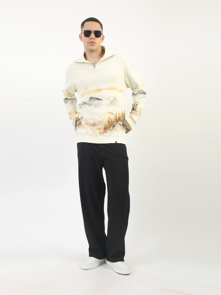 Mist Valley Cream Full Sleeve Sweatshirt