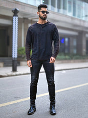 Waffle Acid Wash Black Full Sleeve Tshirt