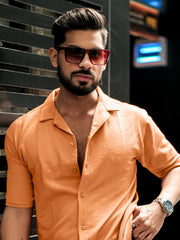 Elliot Knit Orange Lycra Half Sleeve Shirt
