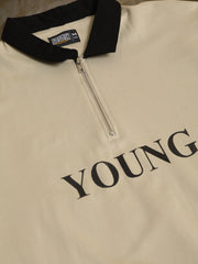 Young Biscuit Half Zipper Polo Half Sleeve T-Shirt