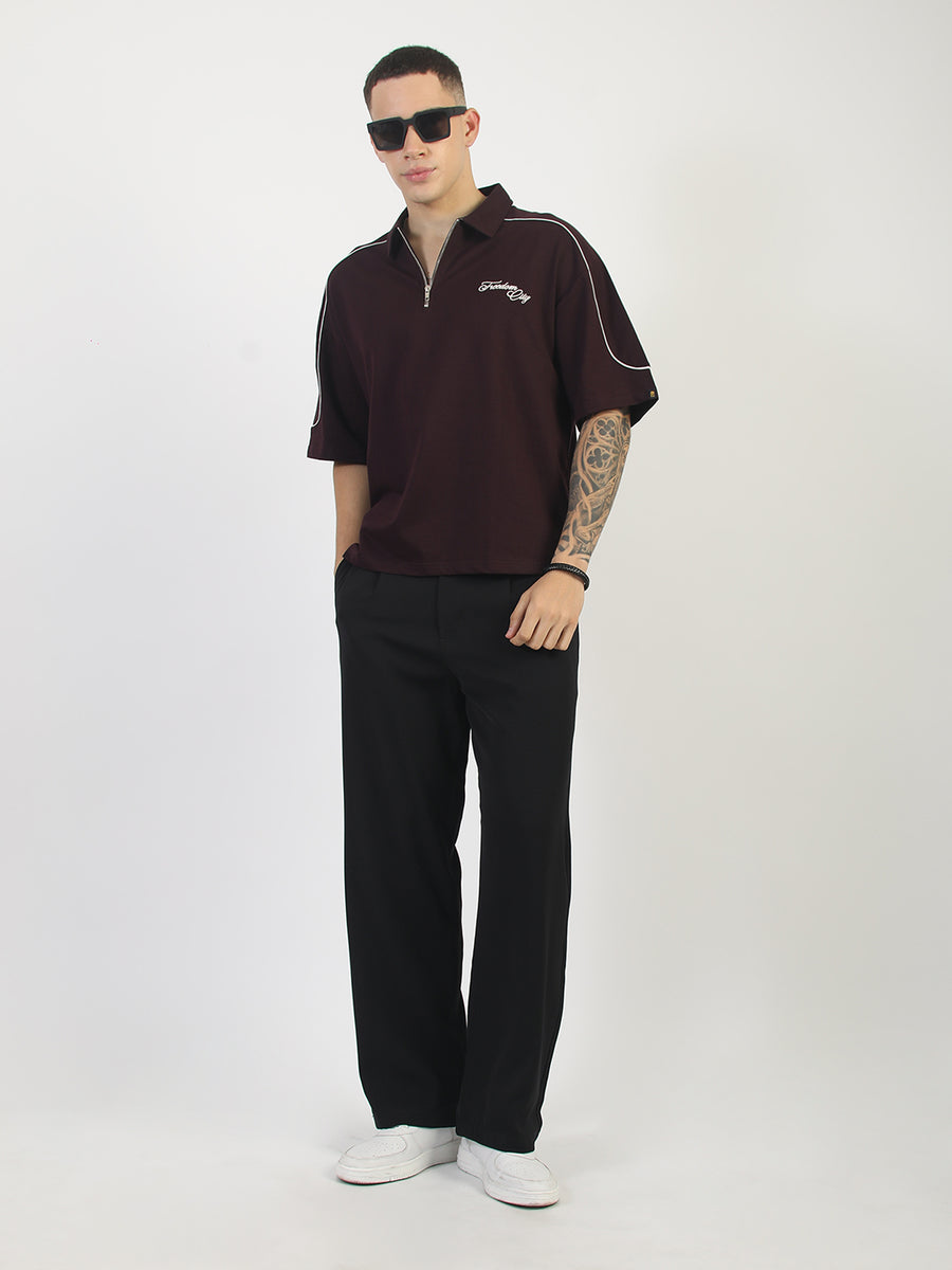 Burgundy Freedom City Half Sleeve Polo T-Shirt