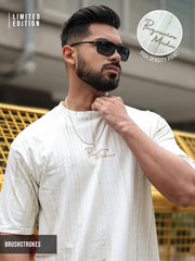 Brush stroke Half White Half Sleeve Tshirt