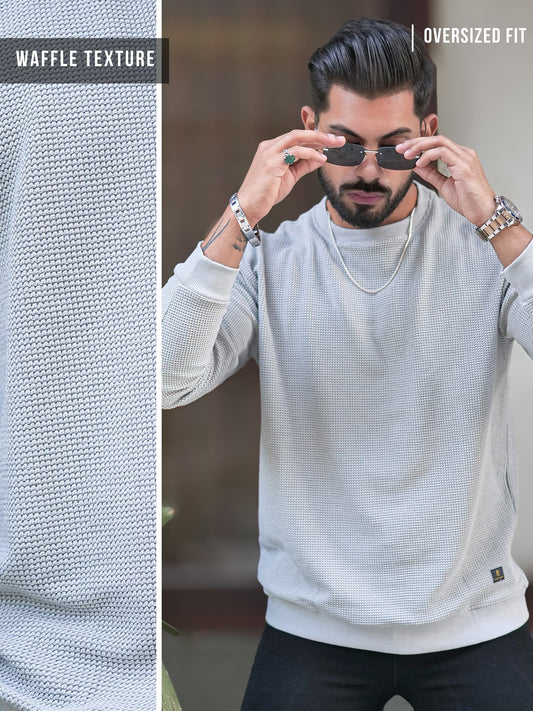 Hex Weave Light Grey Full Sleeve Tshirt
