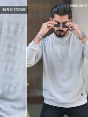 Hex Weave Light Grey Full Sleeve Tshirt