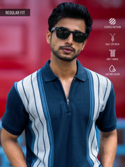 Knitridge Navy Half Sleeve Polo T-Shirt