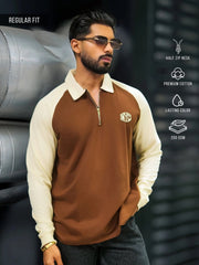 NYC Brown Full Sleeve Polo T-Shirt