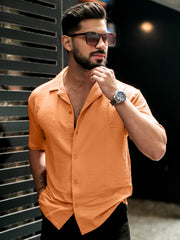 Elliot Knit Orange Lycra Half Sleeve Shirt
