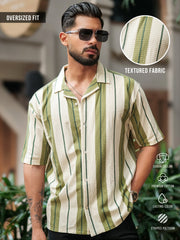 Miami Stripe Cream Half Sleeve Shirt