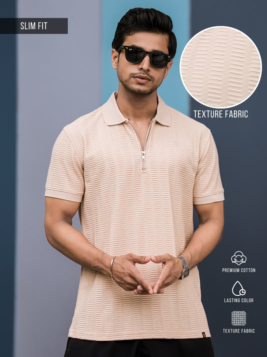 Matrix Knit Butterscotch Half Sleeve Polo T-Shirt