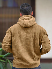 Rugged Acid Wash Brown Hooded Full Sleeve Sweatshirt