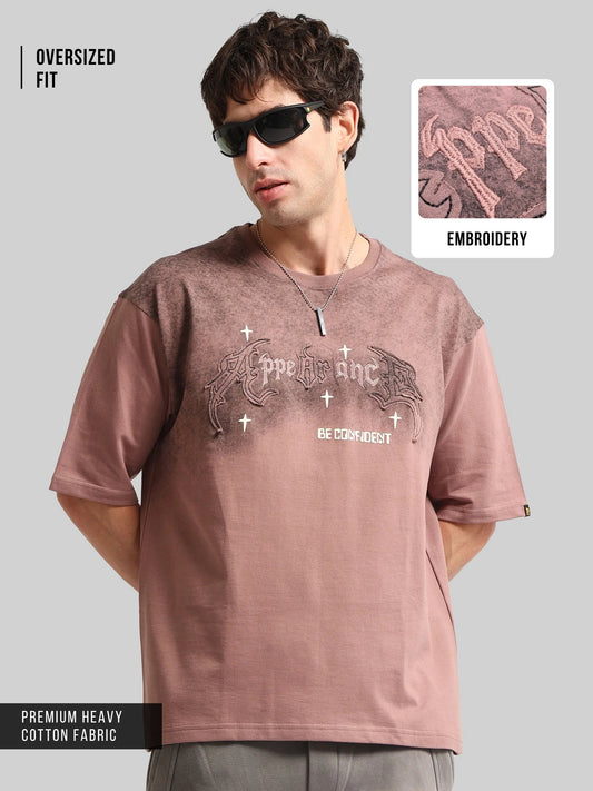Appearance Patch Dusty Pink Half Sleeve T-Shirt