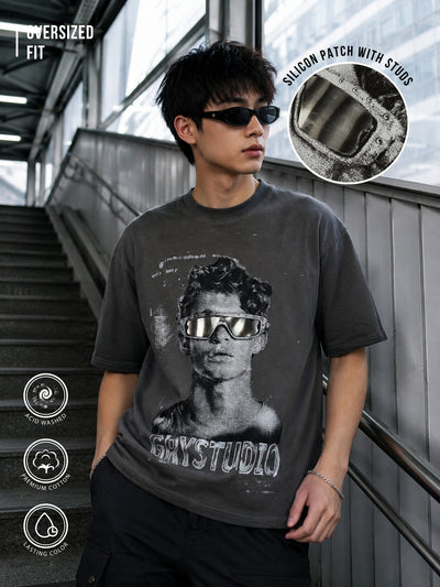 AcidWash Dark Grey Half Sleeve T-Shirt
