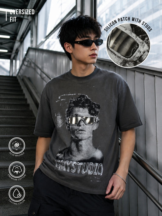 AcidWash Dark Grey Half Sleeve T-Shirt
