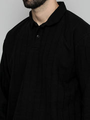 Brooklyn Black Solid Full Sleeve Polo T-Shirt