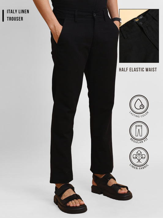 Italy Linen Black Trouser