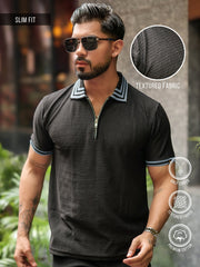 Midnight Black Half Slevee Polo T-Shirt