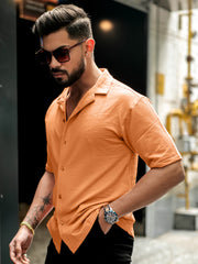 Elliot Knit Orange Lycra Half Sleeve Shirt