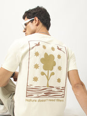 Nature Cream, Brown Half Sleeve T-Shirt