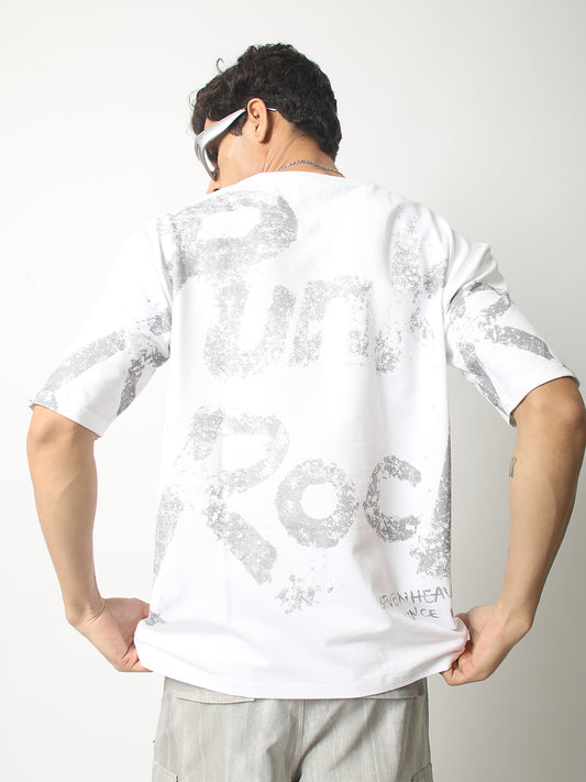 Rock White Half Sleeve T-Shirt