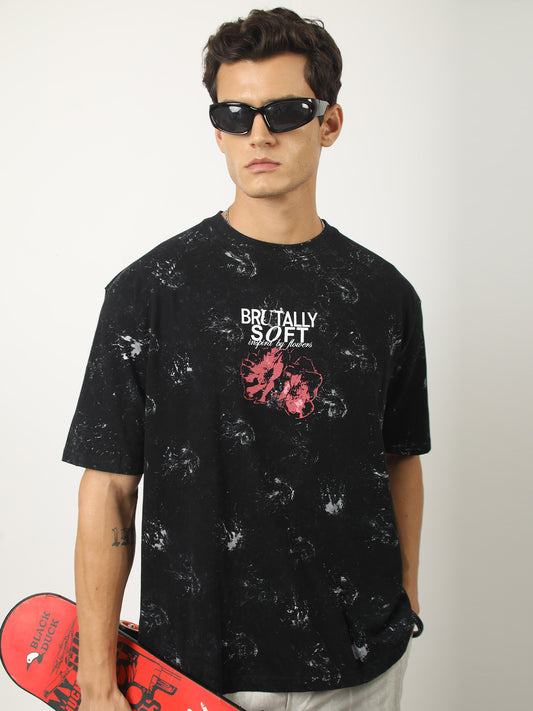 Washed Black Half Sleeve T-Shirt