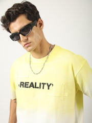 Maniac Mens Oversized Round Neck Ombre Reality Printed T-Shirt