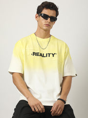 Maniac Mens Oversized Round Neck Ombre Reality Printed T-Shirt