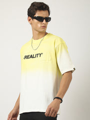 Maniac Mens Oversized Round Neck Ombre Reality Printed T-Shirt